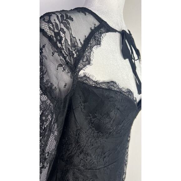 Lulu’s Desirably Dramatic Black Lace CutOut Size Large Event MIDI Dress NEW - Picture 10 of 15